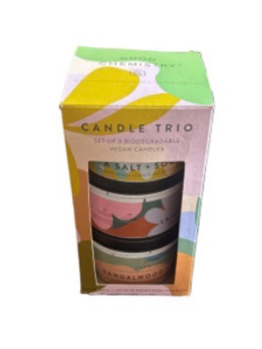 Candle Trio Vegan Scented Tin Set - Pastel Green & Multi